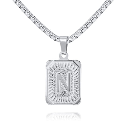 Square Initial Pendant Necklace