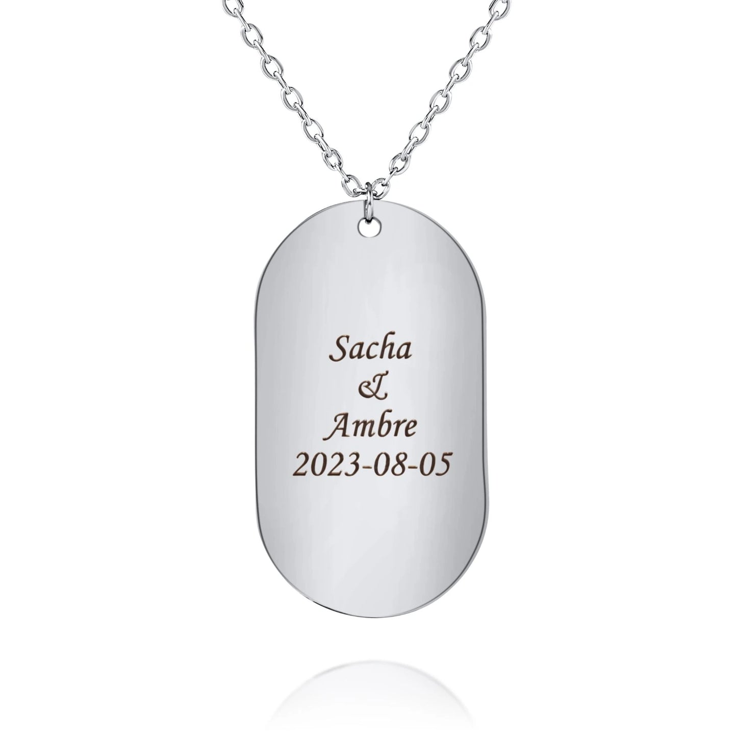 Personalized Silver Dog Tag Necklace
