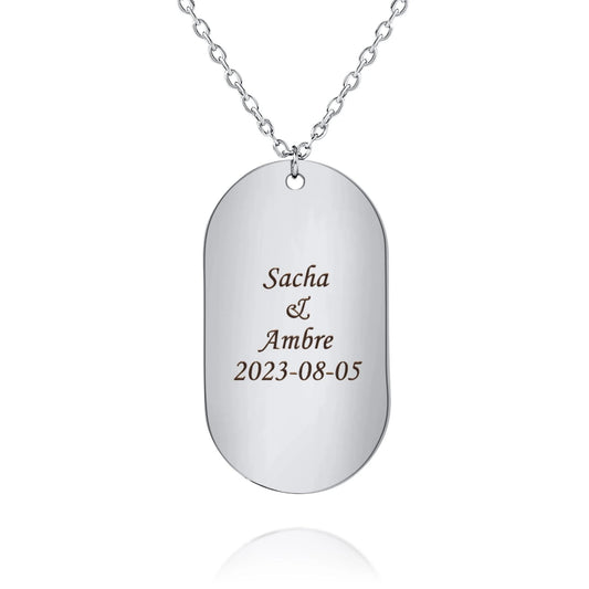 Personalized Silver Dog Tag Necklace