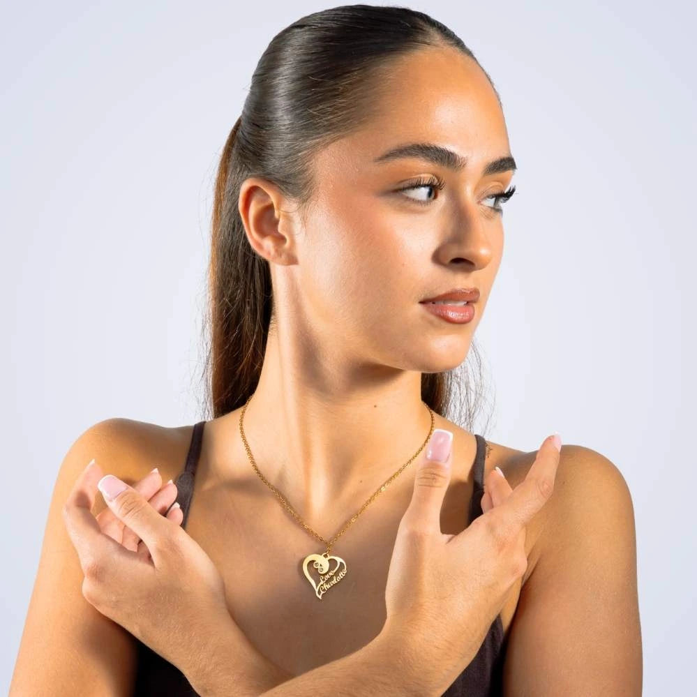 Coffret Harmonie Éternelle & Collier Coeur Double Personnalisé