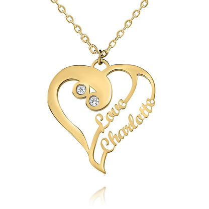 Personalized Double Heart Necklace