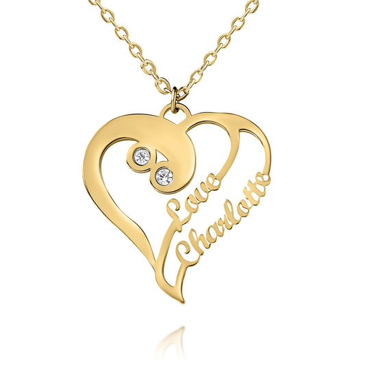 Personalized Double Heart Necklace