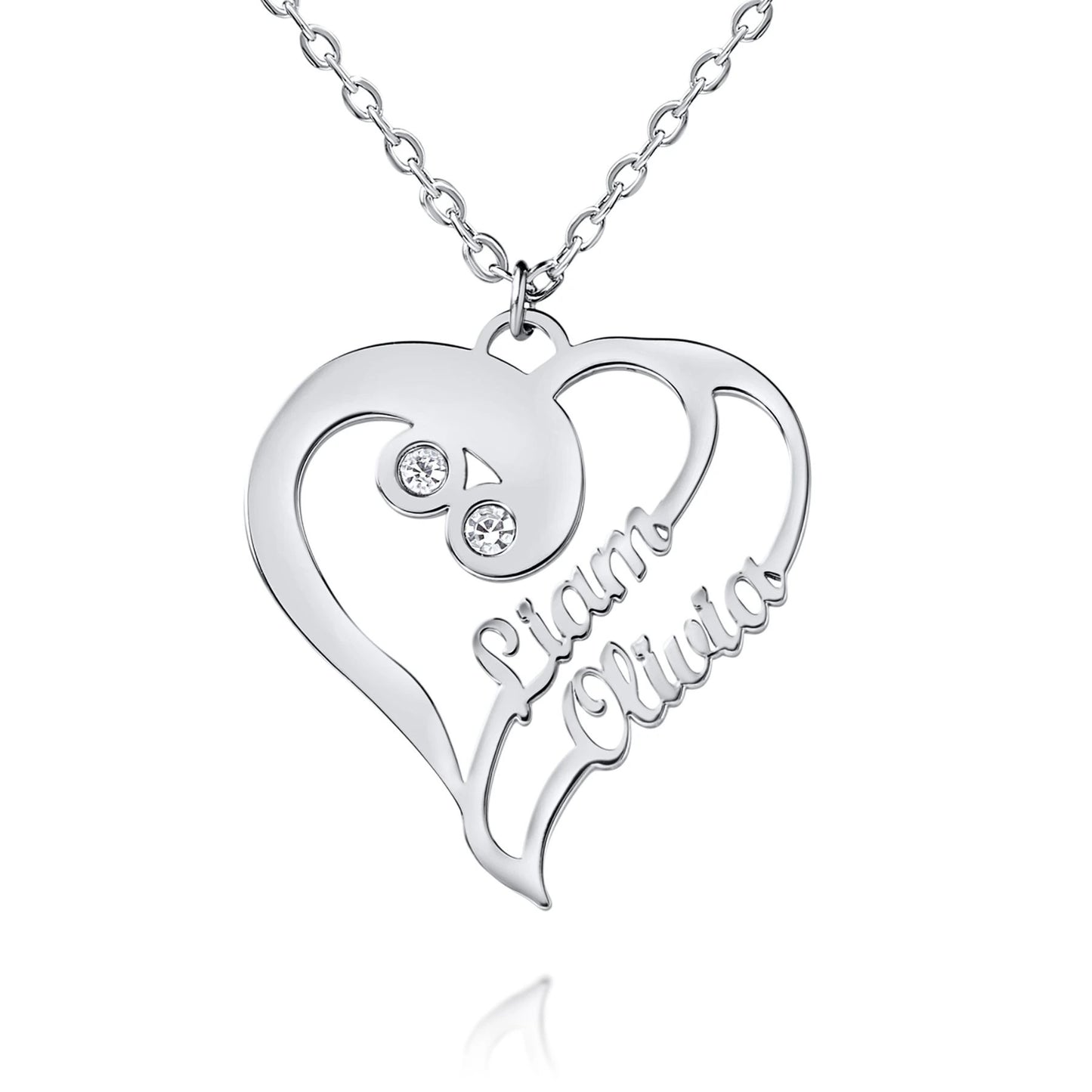 Personalized Double Heart Necklace