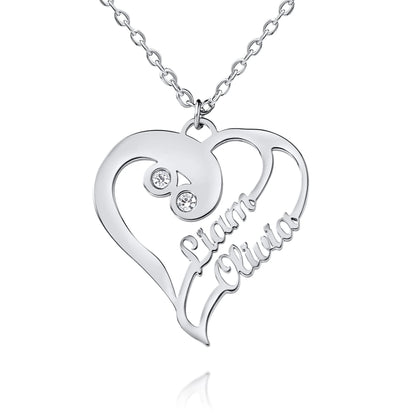 Personalized Double Heart Necklace