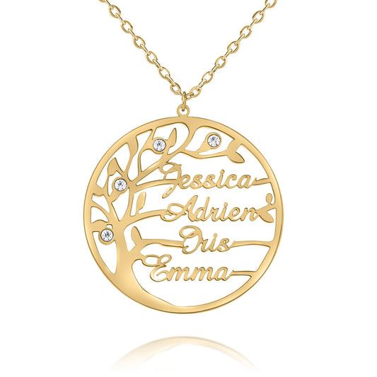 Family Tree Name Necklace with Beads