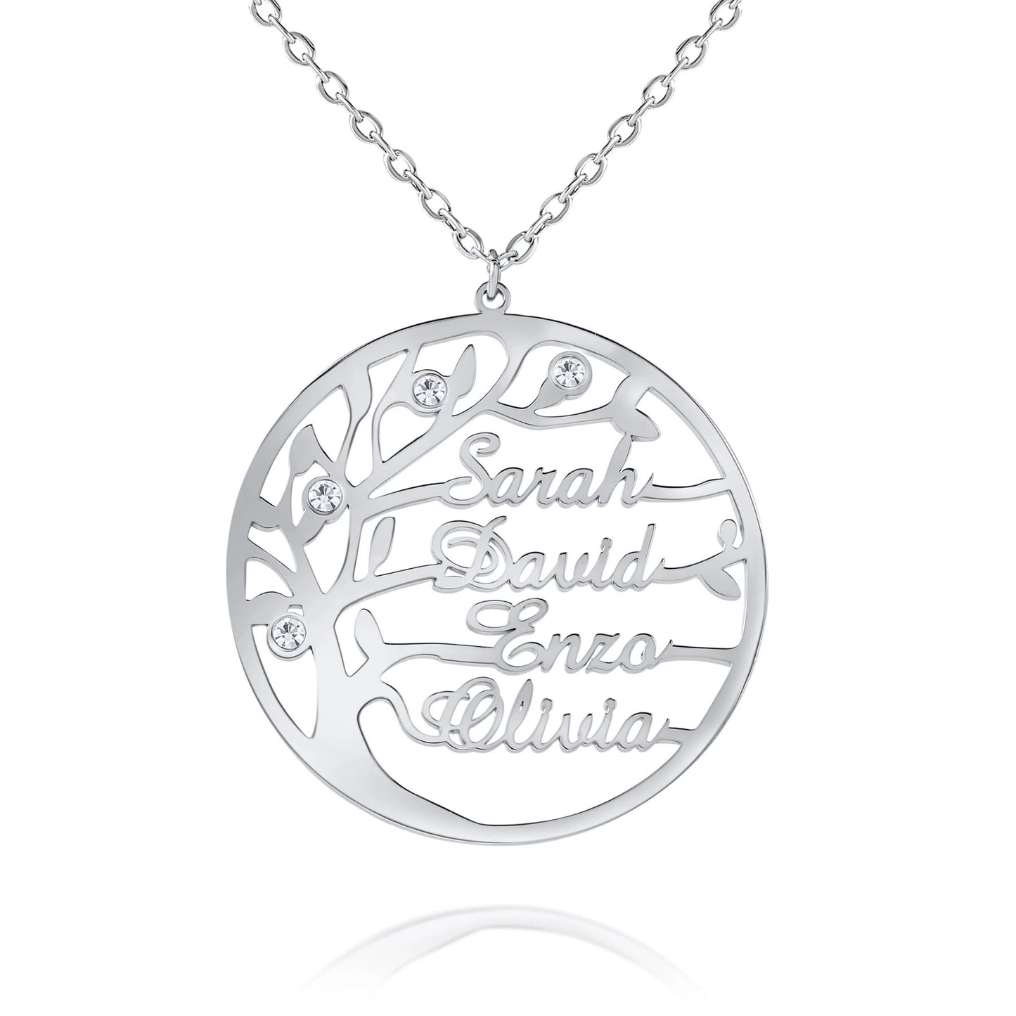 Family Tree Name Necklace with Beads