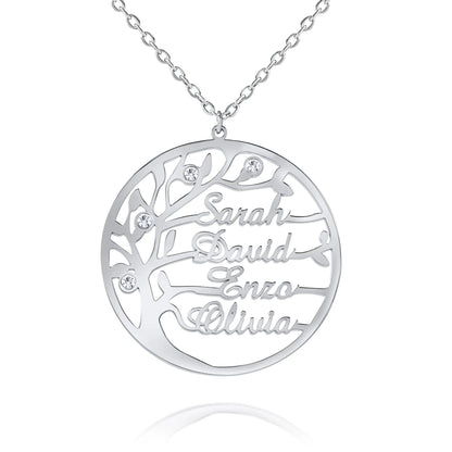 Family Tree Name Necklace with Beads