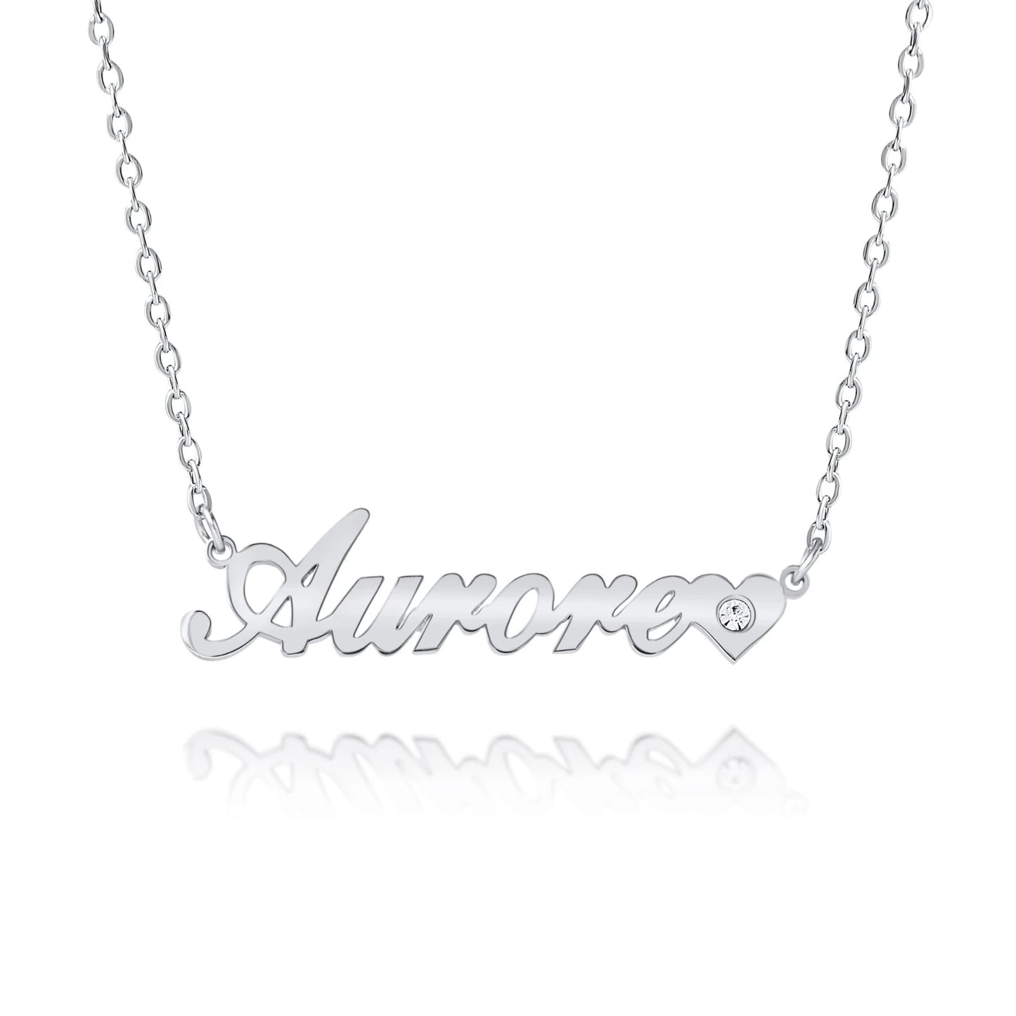 Heart Name Necklace with Birthstone