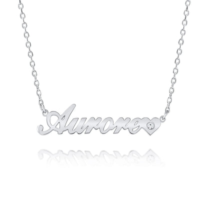 Heart Name Necklace with Birthstone