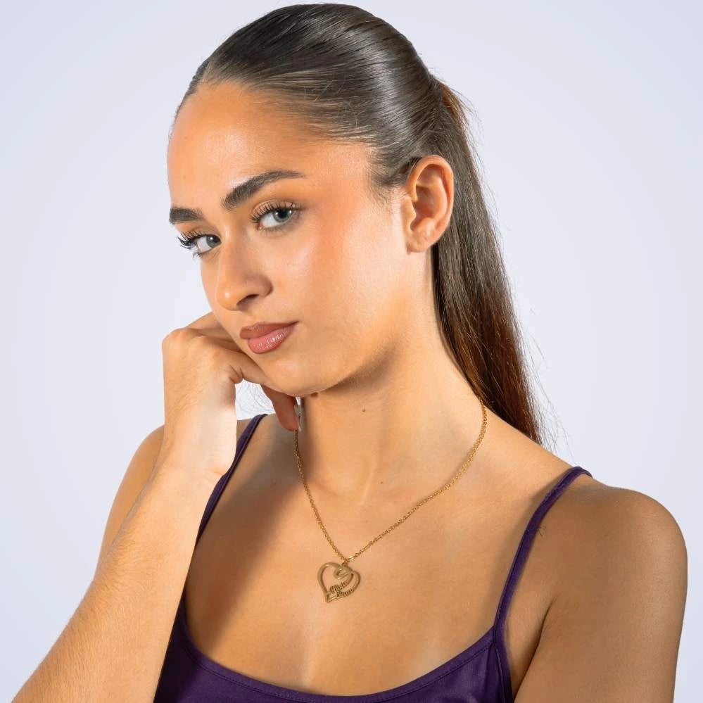 Collier Coeur 2 Prénoms & Arabesques