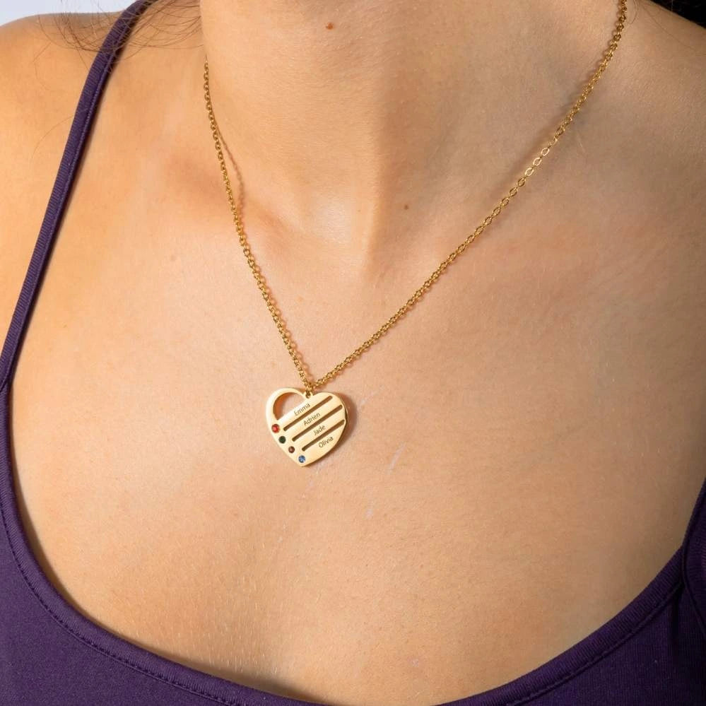 Collier Coeur Personnalisé avec Pierre de Naissance