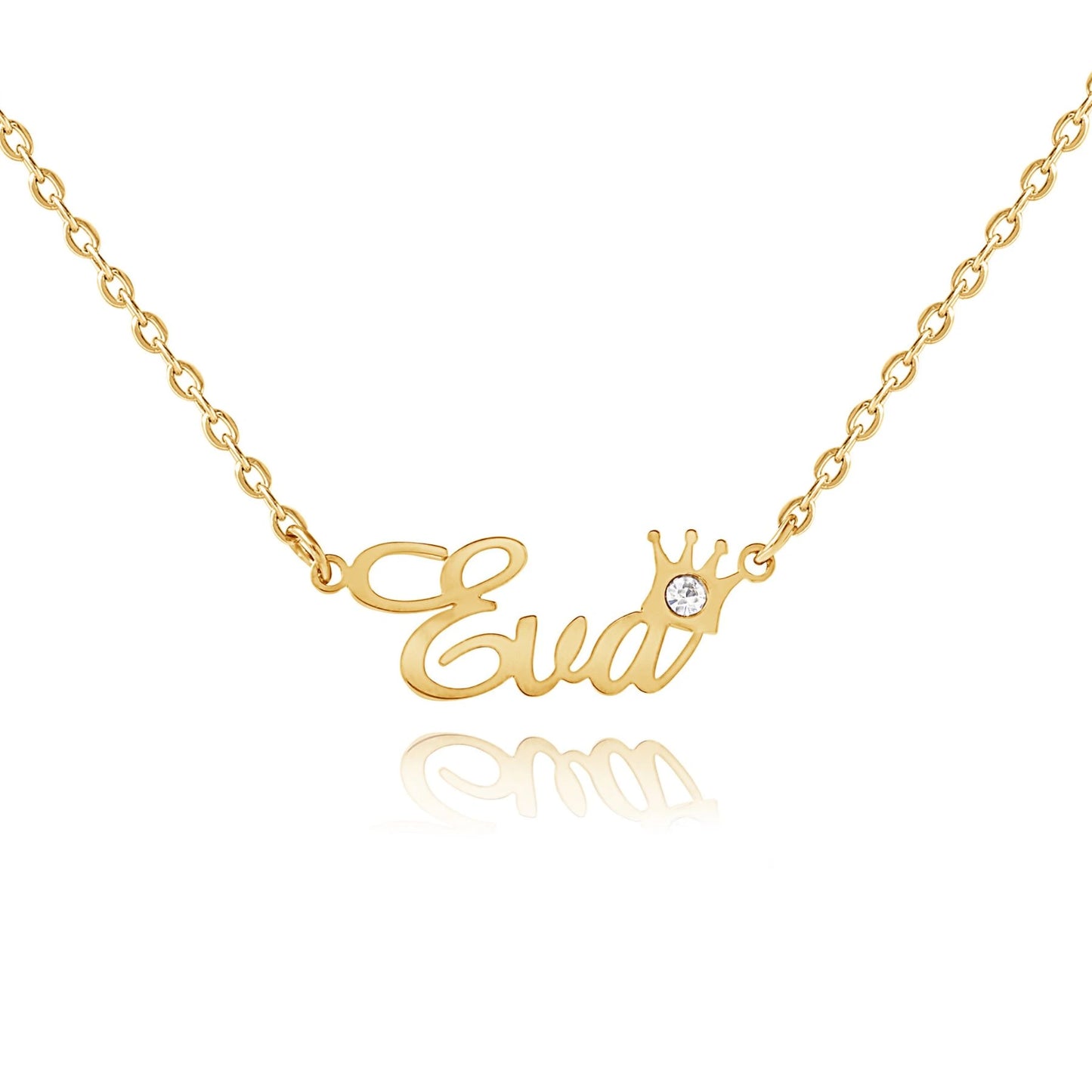 Crown Name Necklace with Birthstone