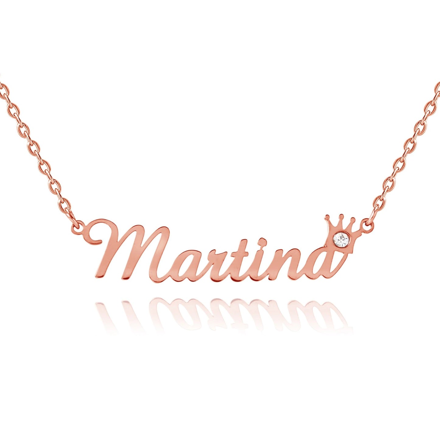Crown Name Necklace with Birthstone
