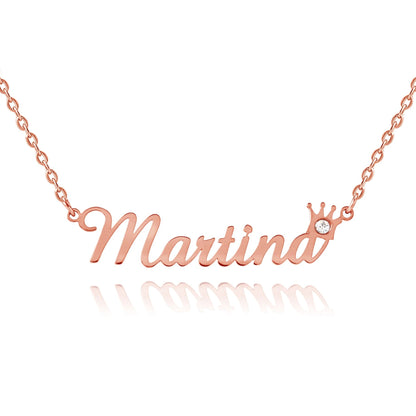 Crown Name Necklace with Birthstone
