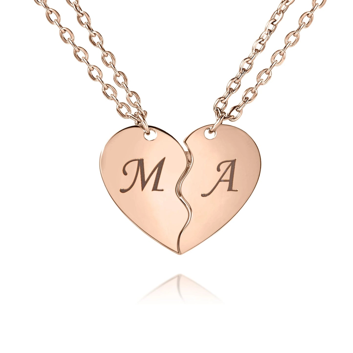 Personalized Split Heart Necklace