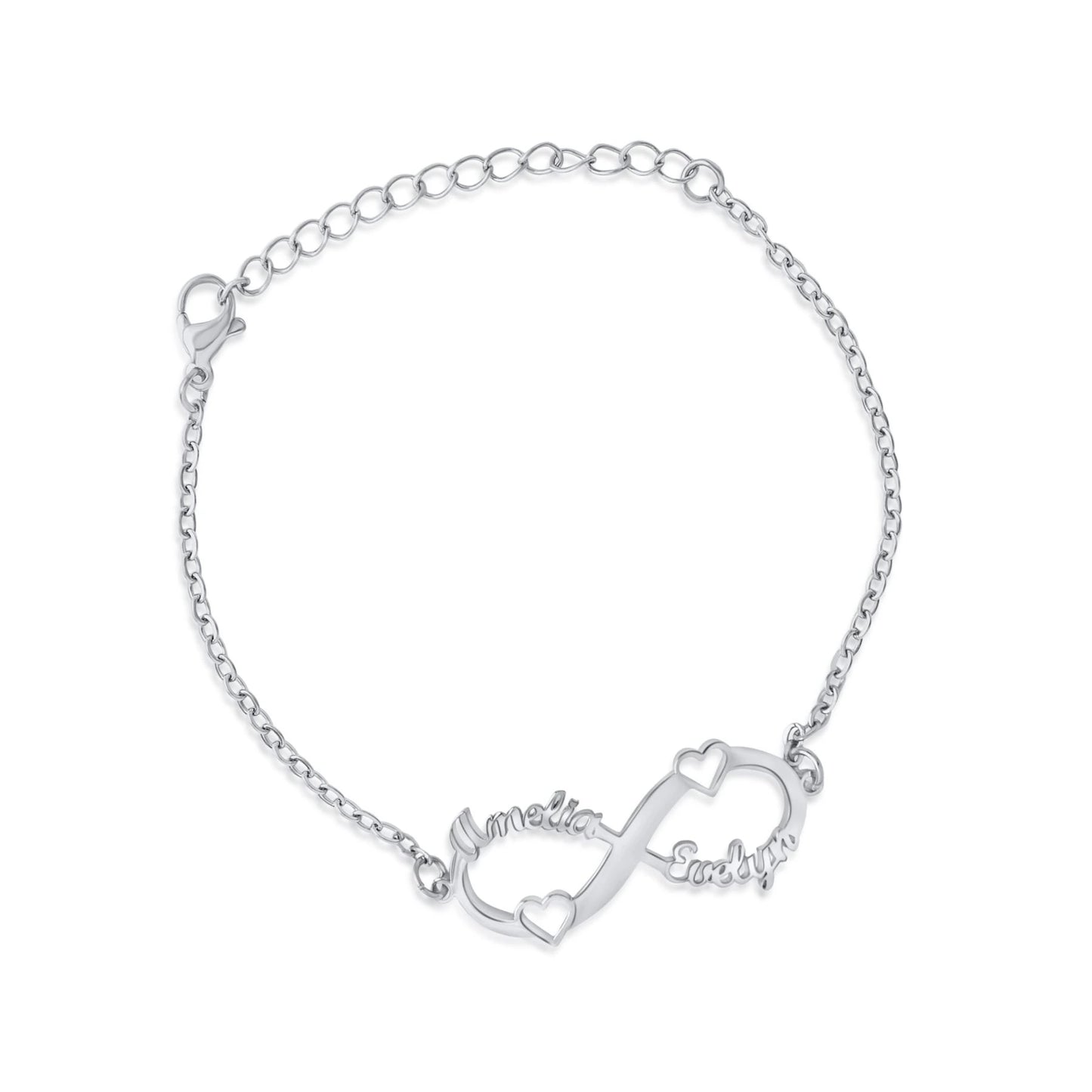 Double Heart Infinity Bracelet