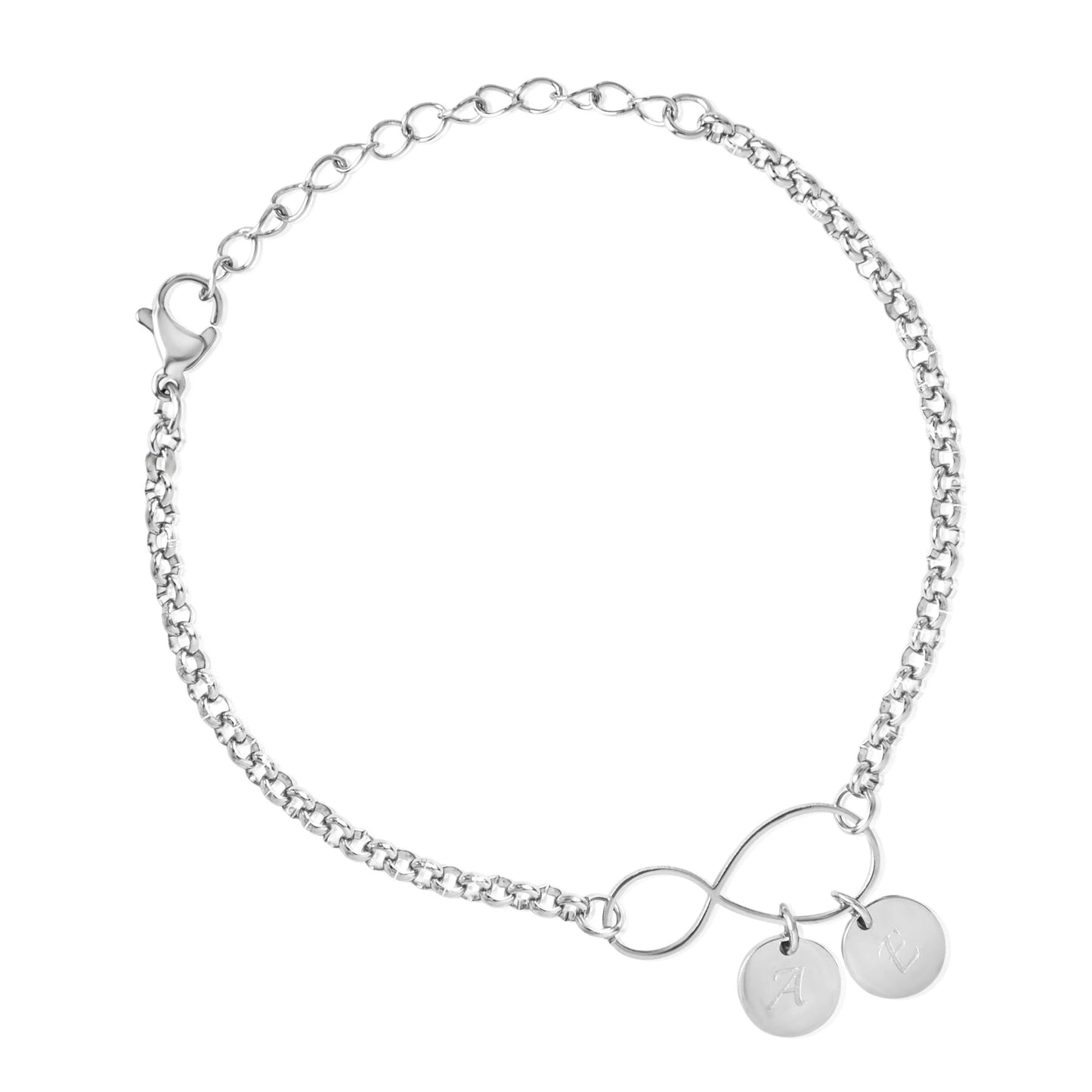 Personalized Infinity Bracelet with Initial Charms