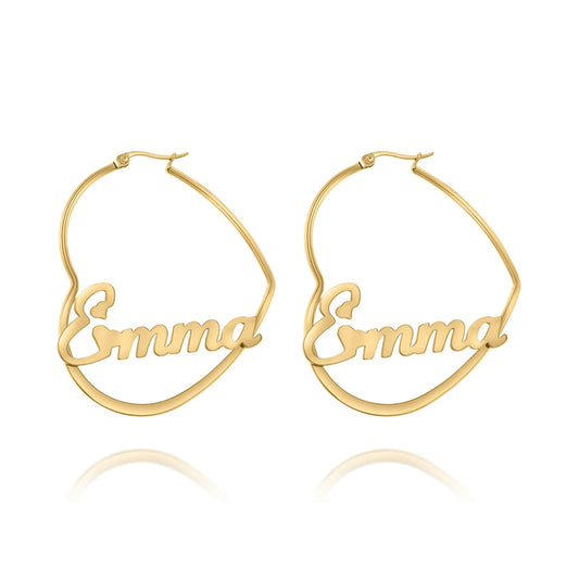 Personalized Heart Hoop Earrings