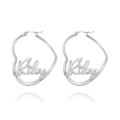 Personalized Heart Hoop Earrings