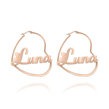 Personalized Heart Hoop Earrings