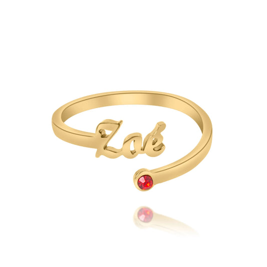 Open Ring with Birthstone