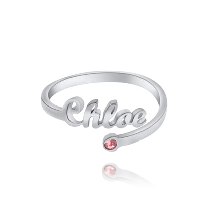 Open Ring with Birthstone
