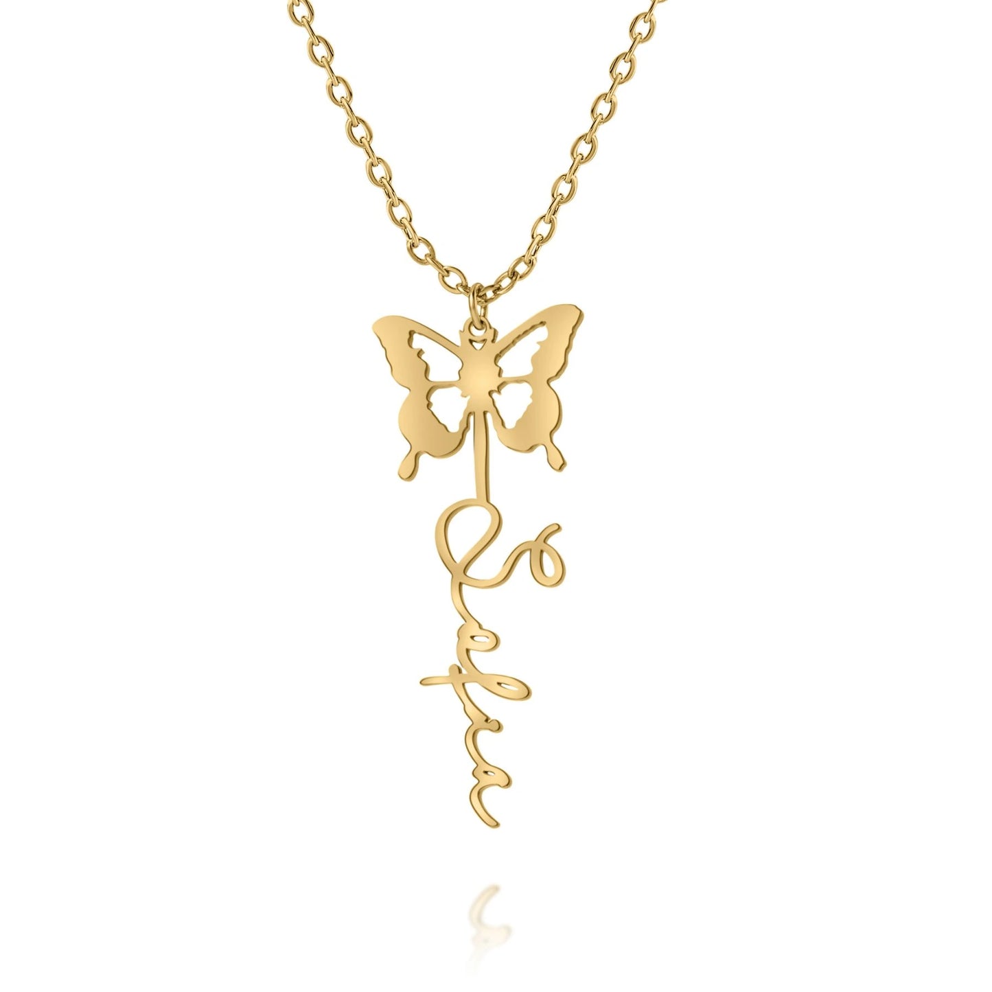 Personalized Butterfly Name Pendant Necklace