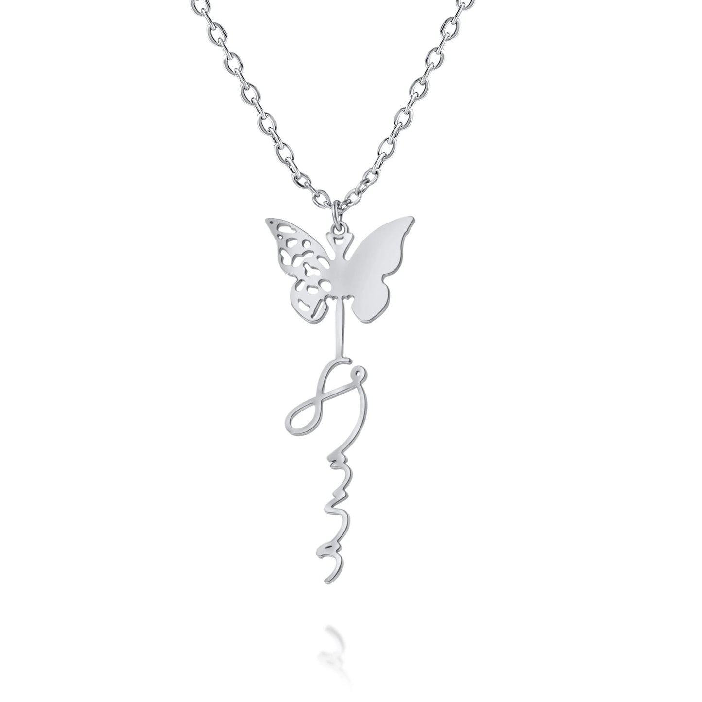 Personalized Butterfly Name Pendant Necklace