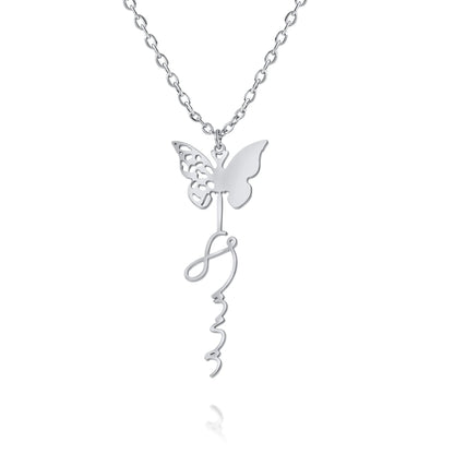 Personalized Butterfly Name Pendant Necklace