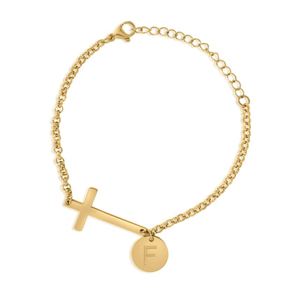 Personalized Cross Bracelet with Initial