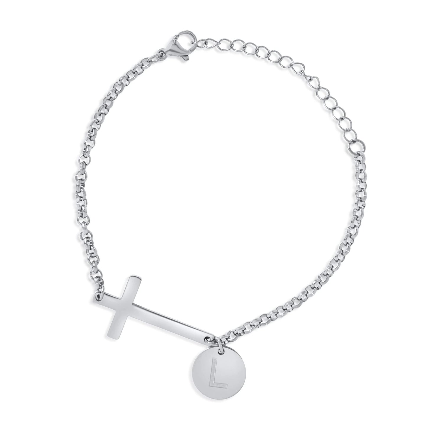 Personalized Cross Bracelet with Initial