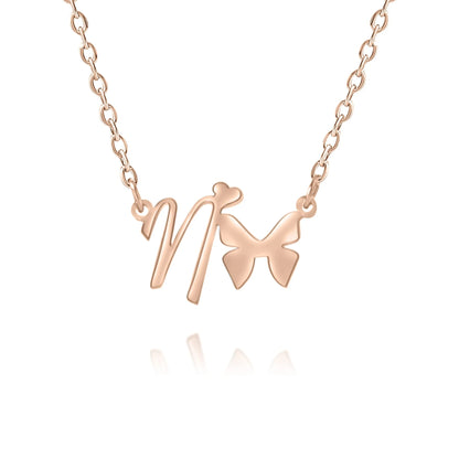 Personalized Heart Butterfly Necklace with Initial