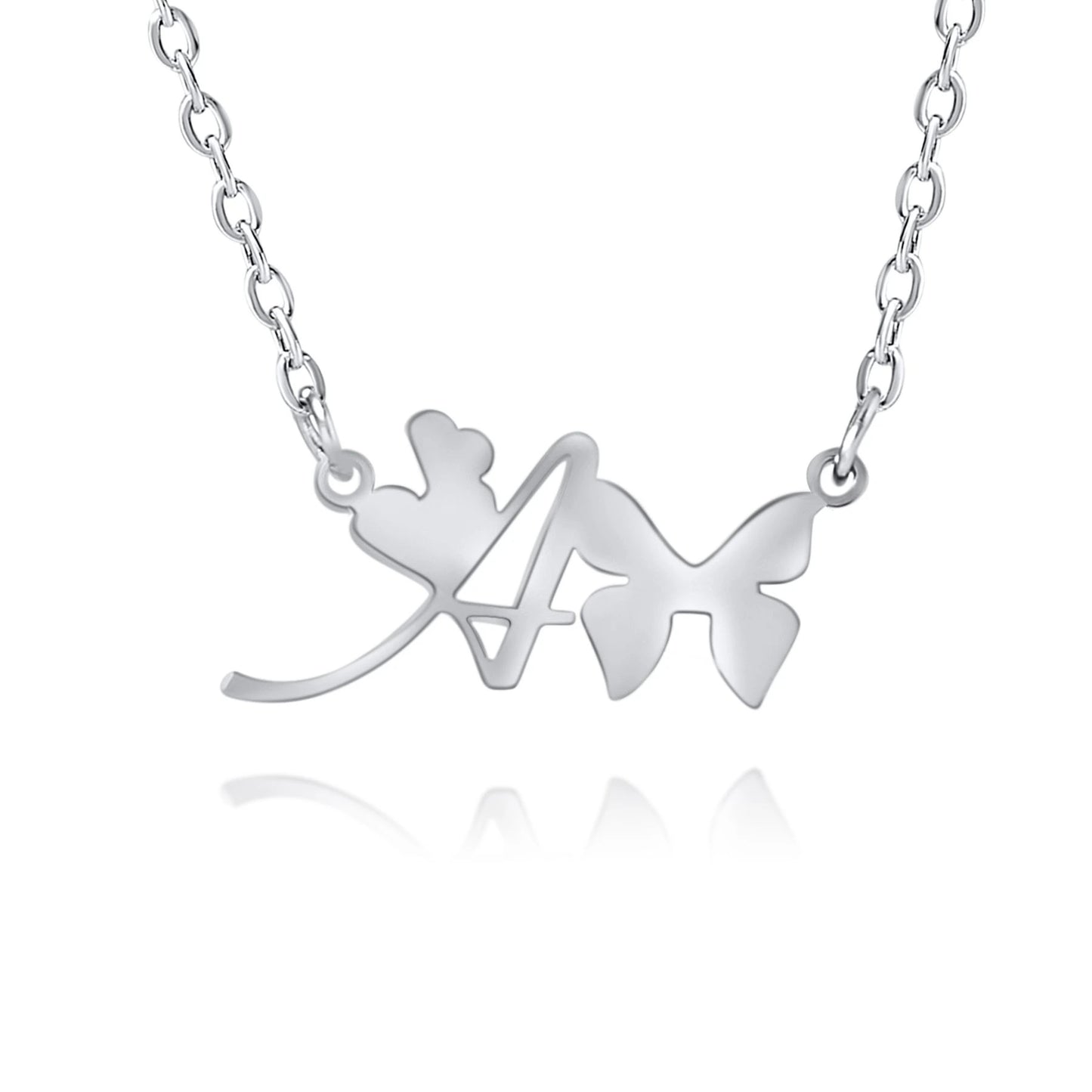 Personalized Heart Butterfly Necklace with Initial