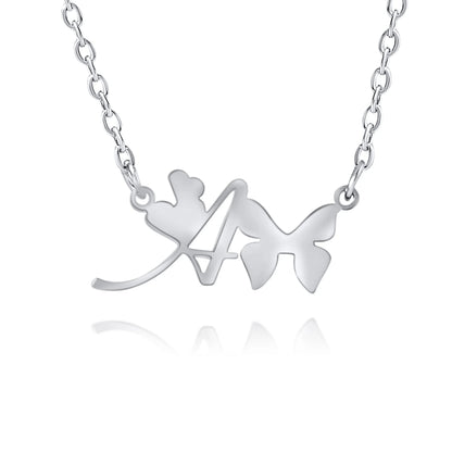 Personalized Heart Butterfly Necklace with Initial