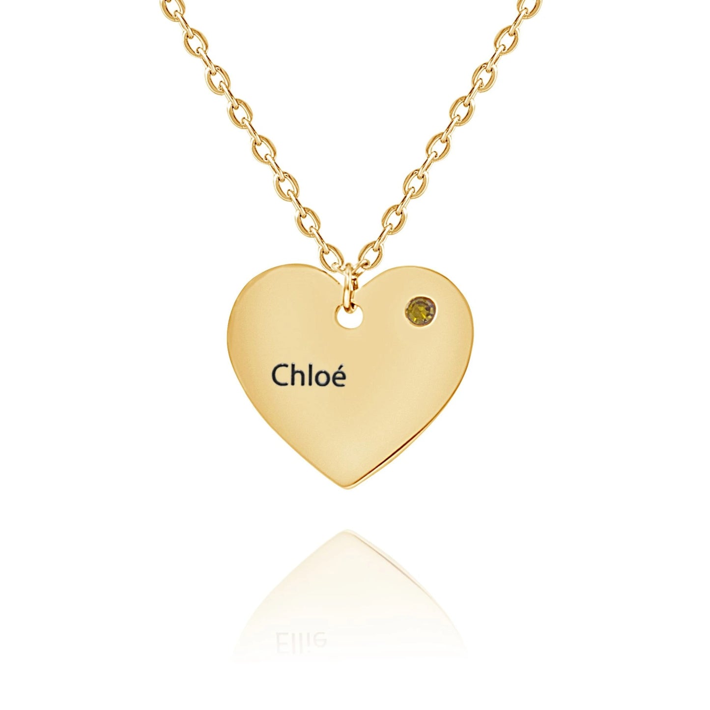 Personalized Heart Necklace with Birthstone