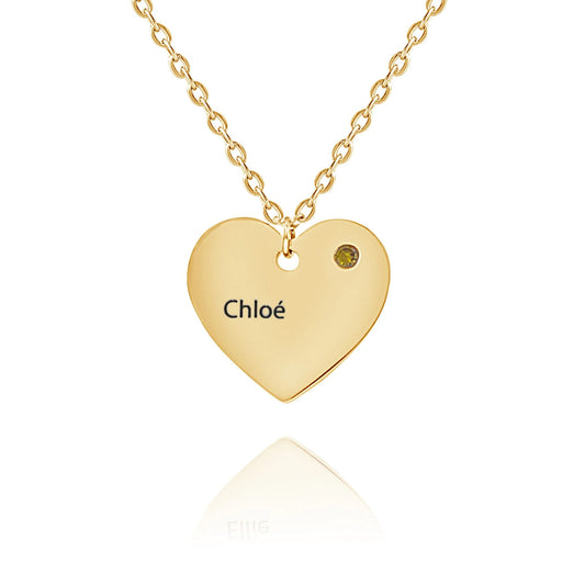 Personalized Heart Necklace with Birthstone