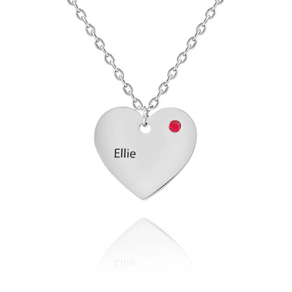 Personalized Heart Necklace with Birthstone