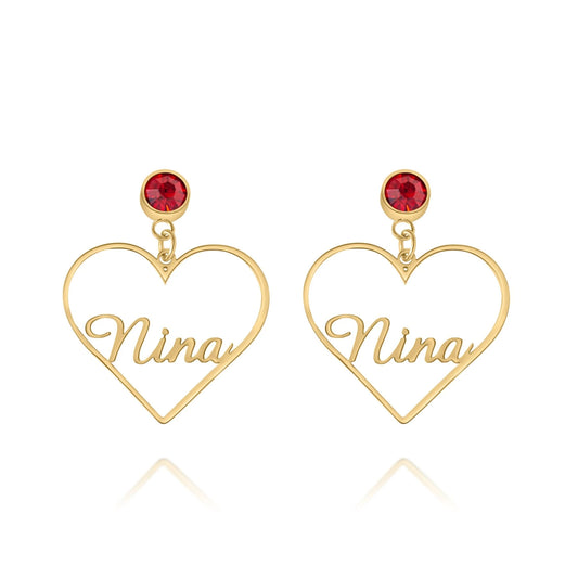 Personalized Heart Dangle Earrings