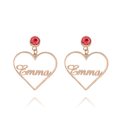 Personalized Heart Dangle Earrings