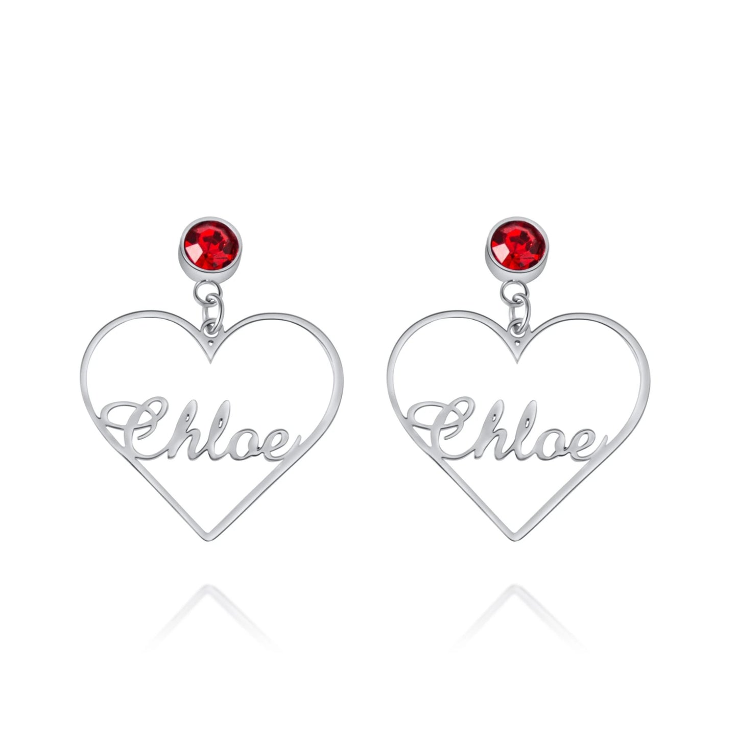 Personalized Heart Dangle Earrings