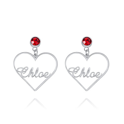 Personalized Heart Dangle Earrings