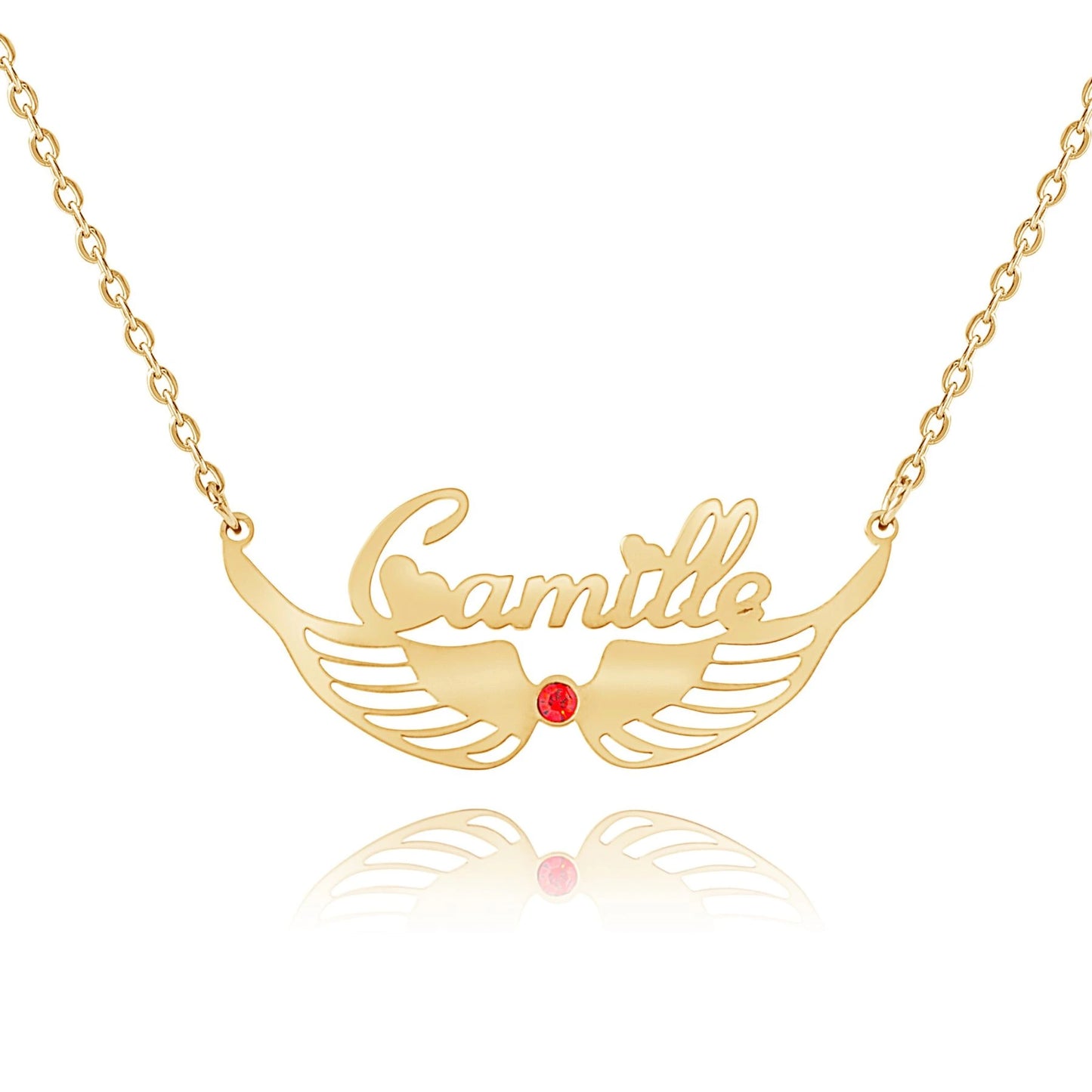 Personalized Birthstone Wings Name Necklace