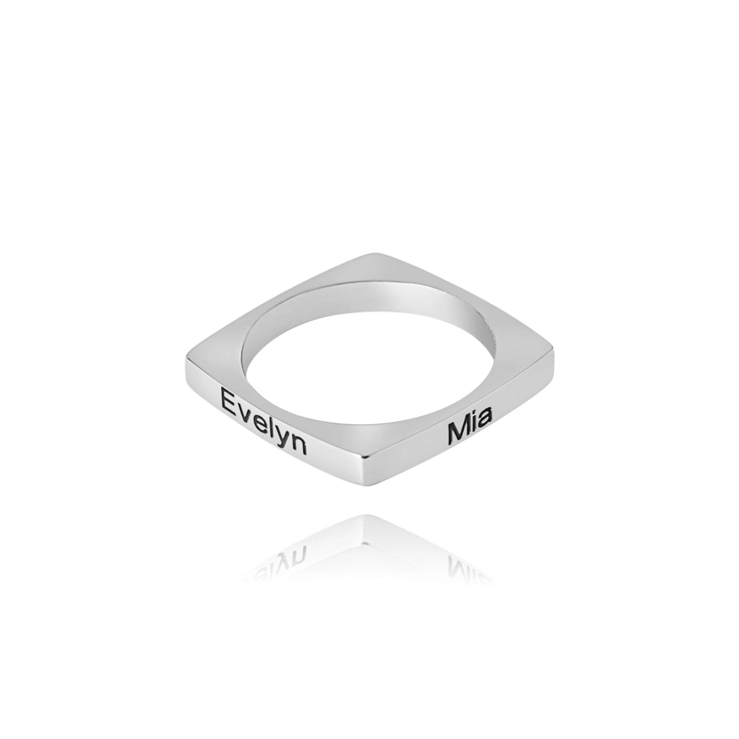 Personalized Square Ring with 4 Names