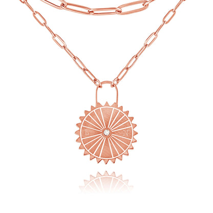 Collana Lucchetto Sole con Iniziali e Pietra Personalizzata