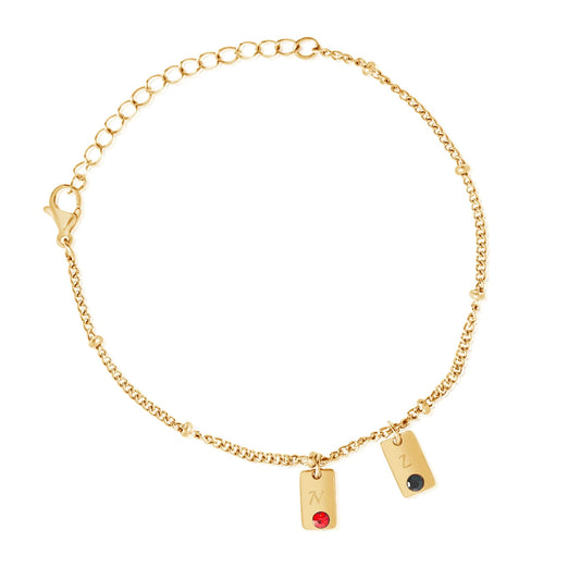 Personalized Initial & Stone Charms Bracelet