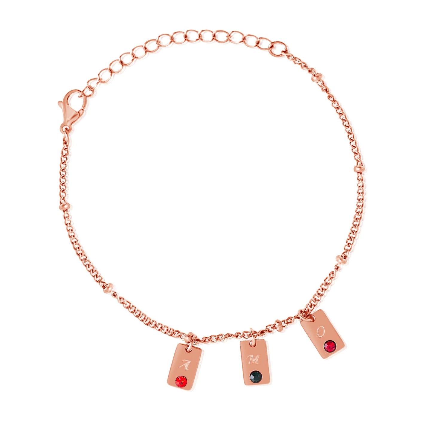 Pulsera con Dijes de Inicial y Piedra Personalizada