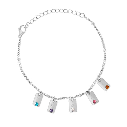 Pulsera con Dijes de Inicial y Piedra Personalizada