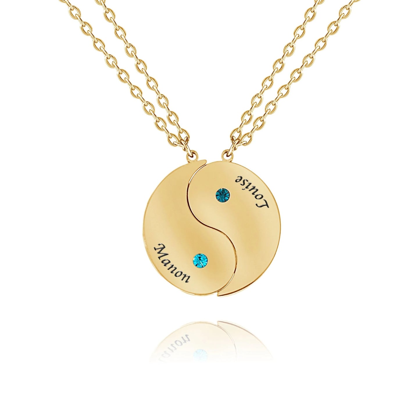 Double Yin Yang Necklace with Name & Birthstone