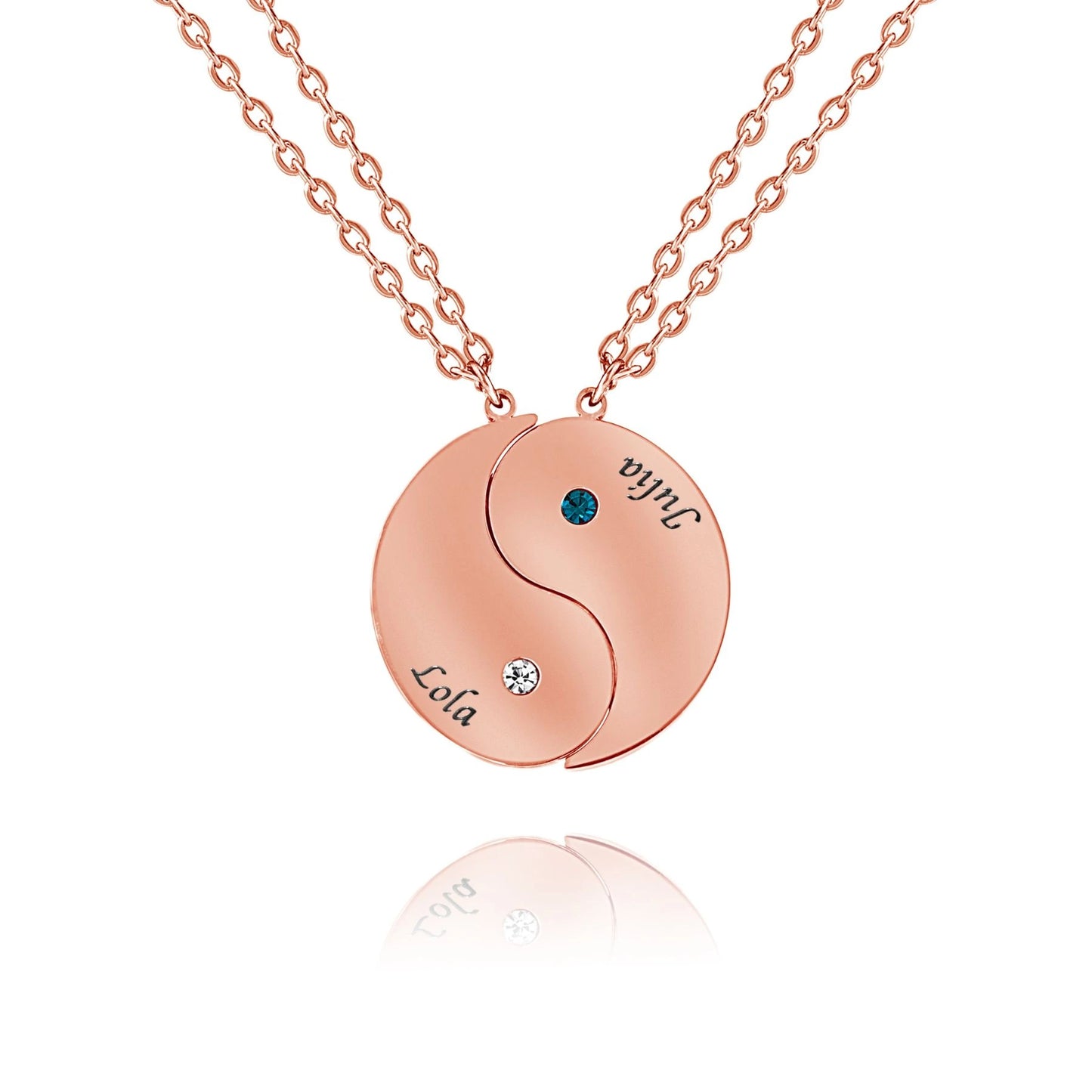 Double Yin Yang Necklace with Name & Birthstone