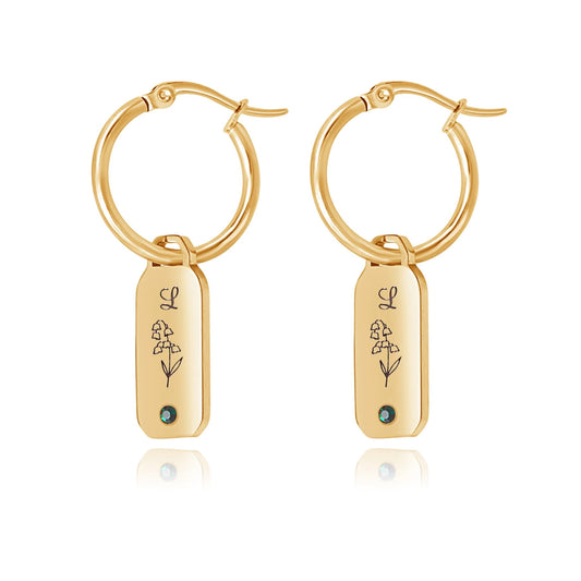 Initials Flower & Stone Earrings